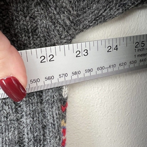 Northern Reflections Womens Fair Isle 100% Wool Full Zip Sweater Gray Nordic Vtg - Picture 11 of 11